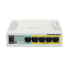 CSS106-1G-4P-1S: RB260GSP with 5 port GbE Switch + 1 SFP cage + PoE-out