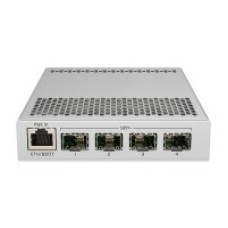 CRS305-1G-4S+IN: Five-port desktop switch with one Gigabit Ethernet port and 4 SFP+ 10Gbps ports